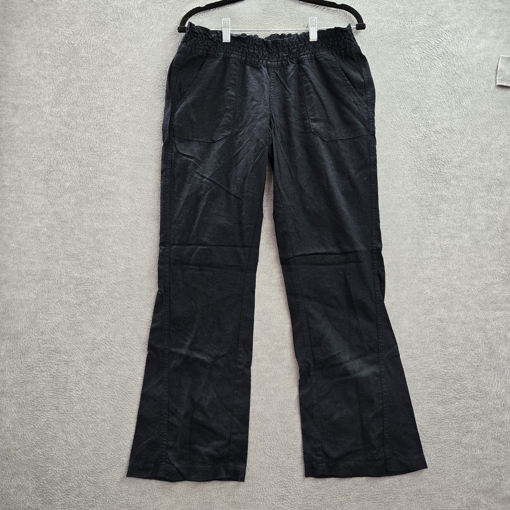 Roxy Women Pants M Black Flared Pull On 30" Inseam READ